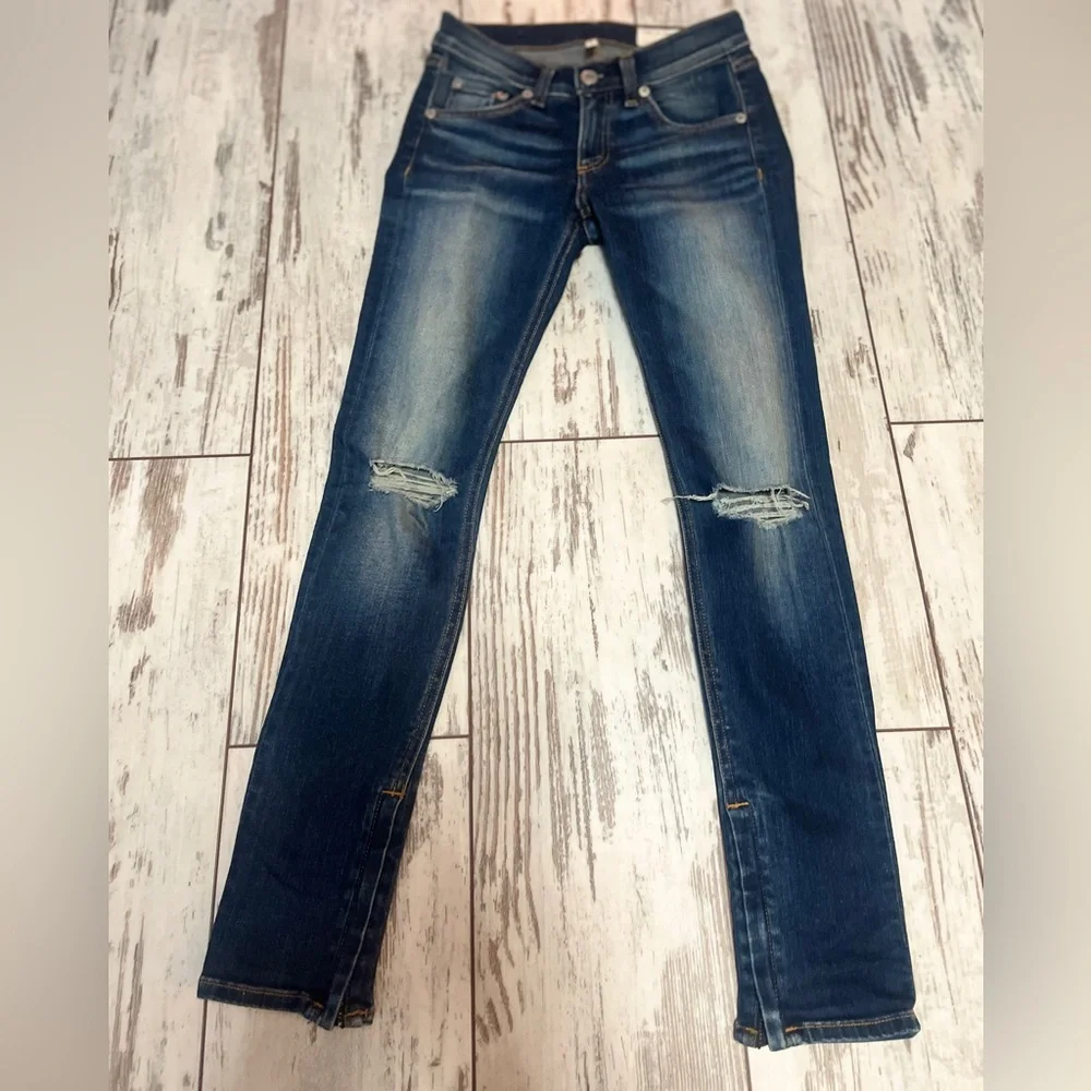 Rag & Bone Zipper Capri Skinny Jeans Distressed Ankle Zip Size 24 NWOT - Picture 3 of 16